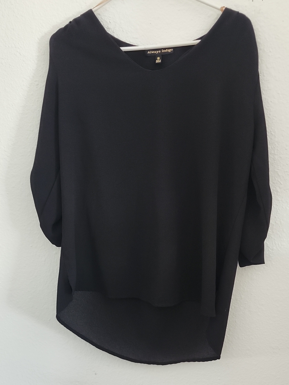 Always Indigo Black V-Neck Lightweight Blouse